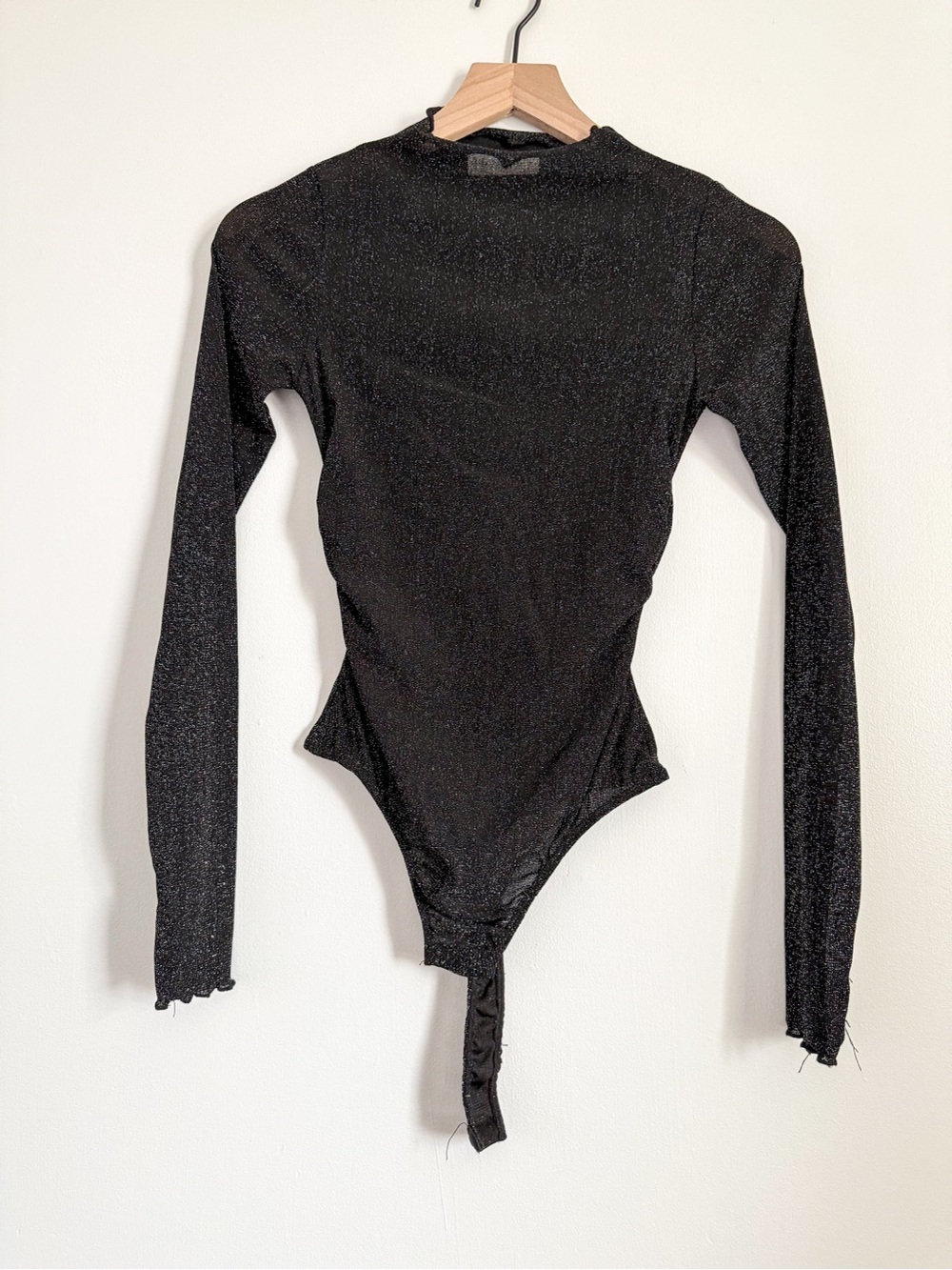By Together Sheer Sparkle Bodysuit Long Sleeve Glitter Top Size Small